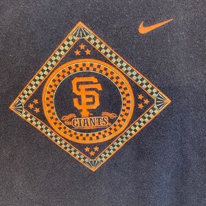 San Francisco Giants Womens Shirt Sz L NIKE Short Sleeve Black Orange